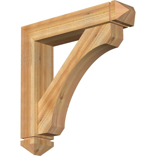 Ekena Millwork Legacy Arts and Crafts Rough Sawn Bracket w/ Offset Brace, Western Red Cedar, 6"W x 28"D x 28"H BKT0604X28X28LEC03RWR - main